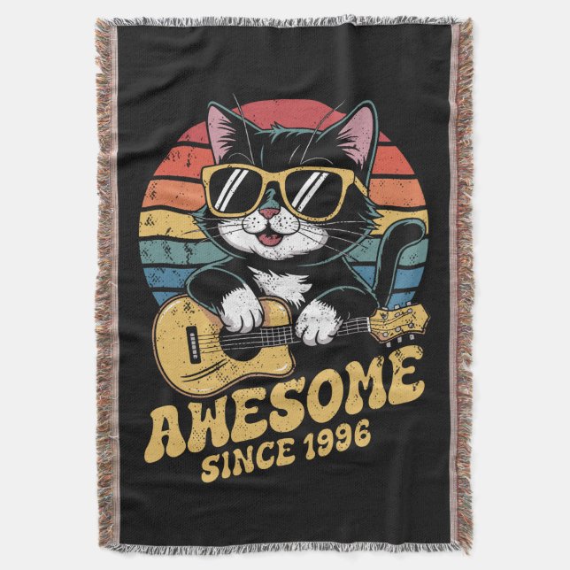 Cobertor Retro 1996 Birthday Cat Lover Ukulele 30th Bday  (Frente Vertical)