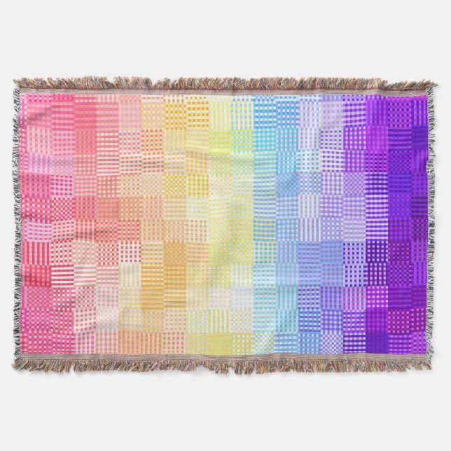 Cobertor Retro Boho Funky Excêntrico Xenogênero Xadrez Orgu (Frente)