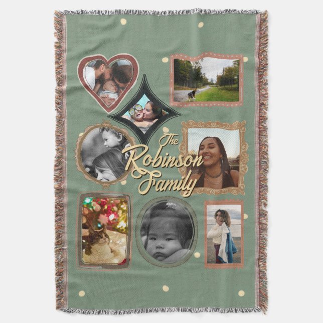 Cobertor Retro Family 8 Photo Collage CUSTOM (Frente Vertical)