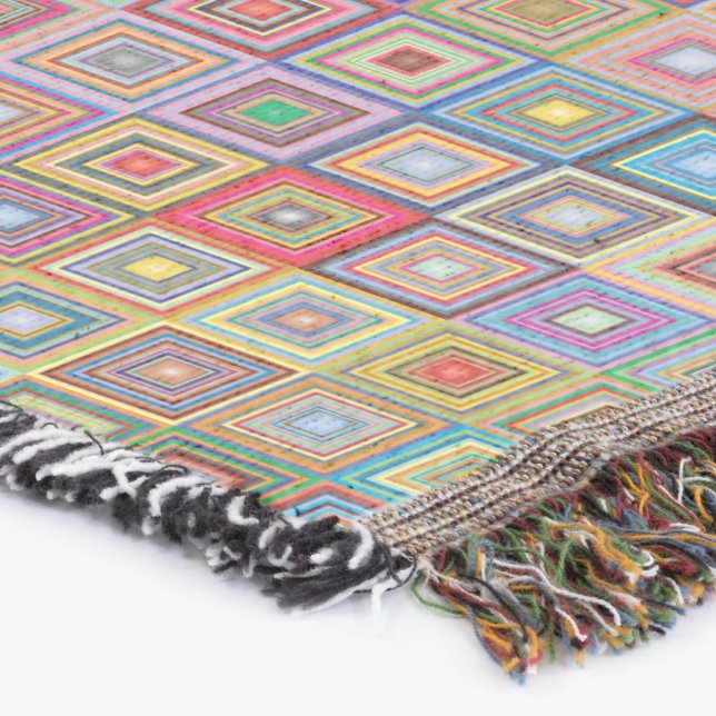 Cobertor Retro Geometric Square Tile Pattern (Canto)