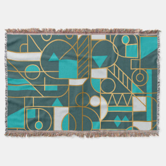 Cobertor Retro Geométrico: Trabalho de arte minimalista.