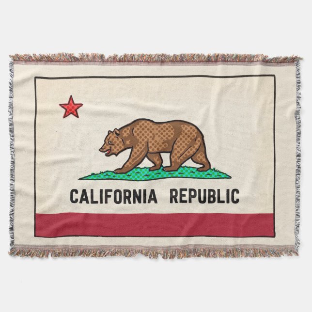 Cobertor Retro Golden State Urso República Califórnia (Frente)