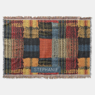 Cobertor Retro Knit Patchwork - Cozy Autumn Boho Vintage