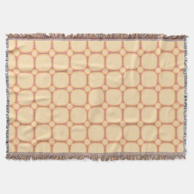 Cobertor Retro Modern Cream & Pink Square Grid (Frente)