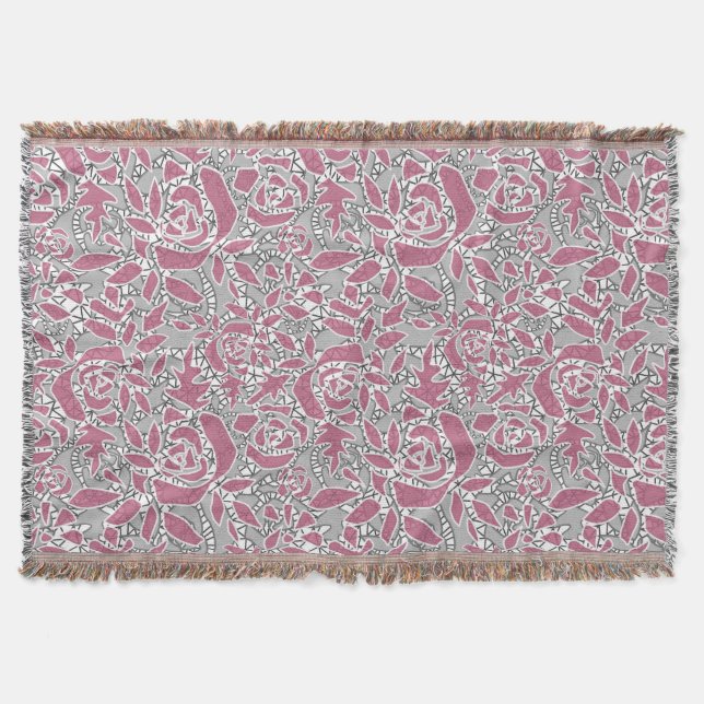 Cobertor Retro romântico de abstrato sem costura, cor-de-ro (Frente)