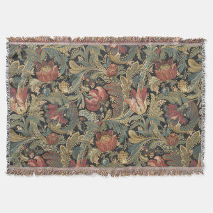 Cobertor Rica Tapeçaria de Brocado Floral Vitoriana Antiga