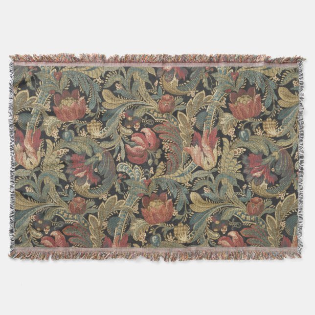 Cobertor Rich Floral Tapeçaria Brocade Antique Clássica (Frente)
