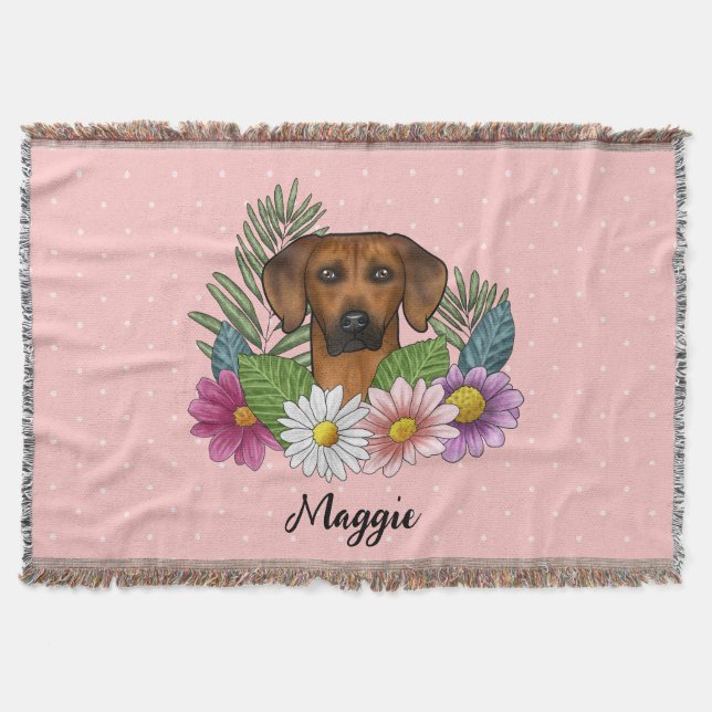 Cobertor Ridgeback Dog Head Summer Florestal Rosa (Frente)