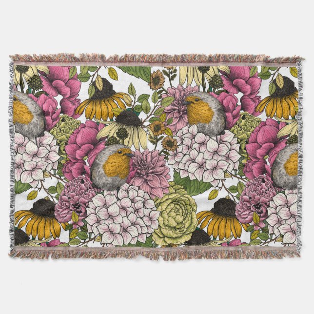 Cobertor Robins no jardim (Frente)