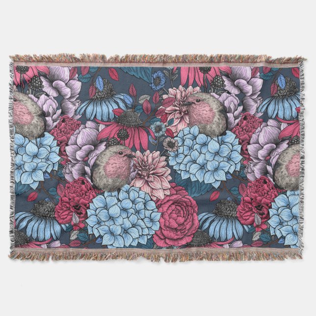 Cobertor Robins no jardim 3 (Frente)