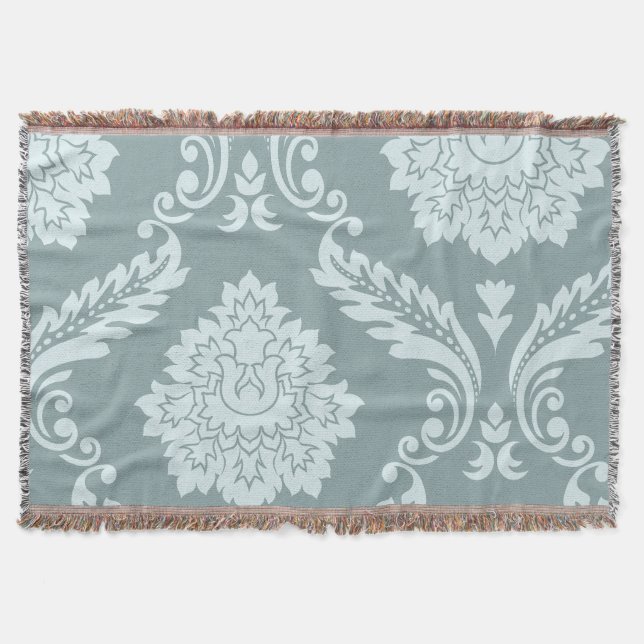 Cobertor Rococo Damask Art I Duck Egg Blue+Teal (Frente)
