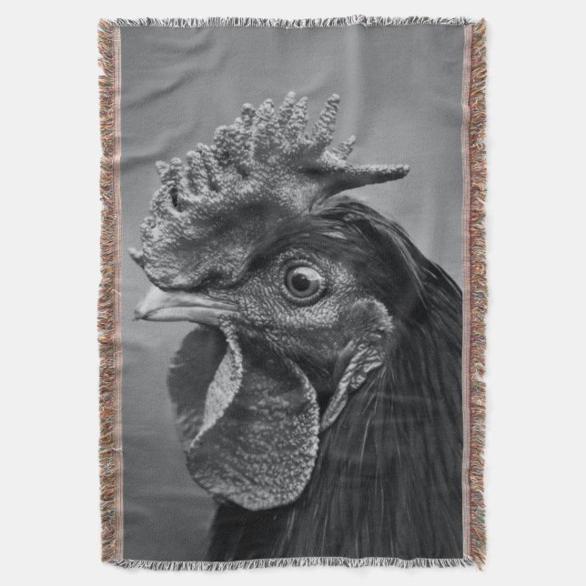 Cobertor Rooster Preto e Branco (Frente Vertical)