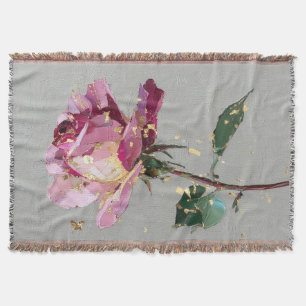 Cobertor Rosa Artística Rosa & Folha Dourada
