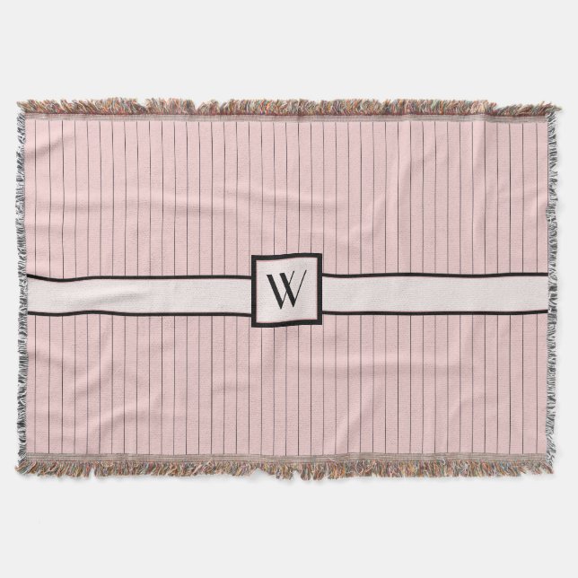 Cobertor Rosa com Pinstripes Pretas Joga Cobertura (Frente)