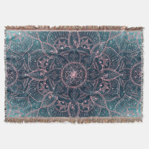 Cobertor Rosa de Na moda Dourado Mandala Blue Nebula Stars 
