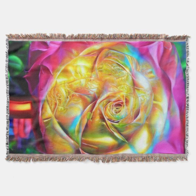 Cobertor Rosa do Arco-Íris Psicodélico (Frente)