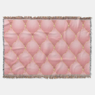 Cobertor Rosa Dourado Diamantes Tufados