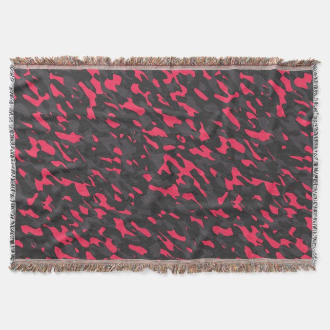 Cobertor Rosa quente Preto Roxo Camo Abstrato (Frente)