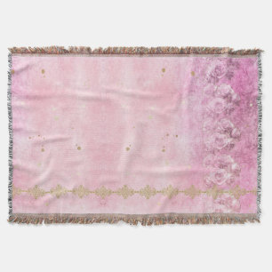 Cobertor Rosa Rosas Rosa Damask Grunge - Cobertura