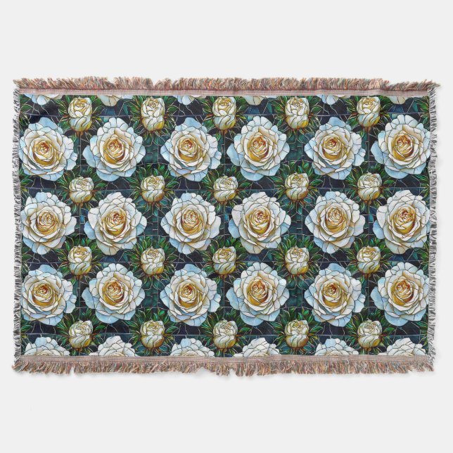 Cobertor Rosas brancas flores (Frente)