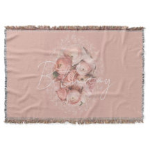 Rosas Cor-de-Rosa Elegante Monograma Personalizado