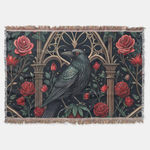 Cobertor Rosas de Corvo Gótico Padrão Ornamentado
