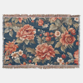 Cobertor Rosas, Folhas e Flores de Laranja Retro refinados