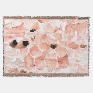 Cobertor Rosas, pedras e folhas, padrão de aquarela.