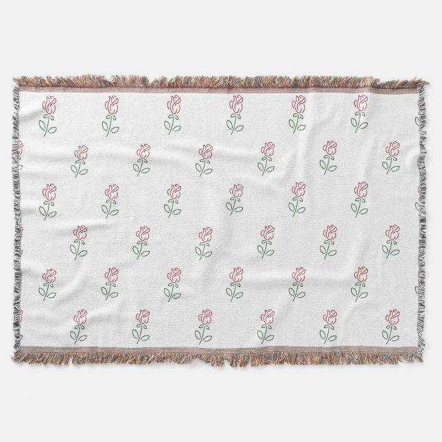 Cobertor Rosas Vermelhas, Padrão de Rosas, Flores (Frente)