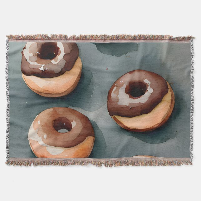 Cobertor Rosquinhas de chocolate Aquarela (Frente)