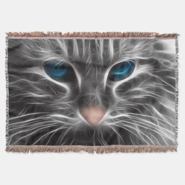 Cobertor Rosto de Gato Azul Incrível (Frente)