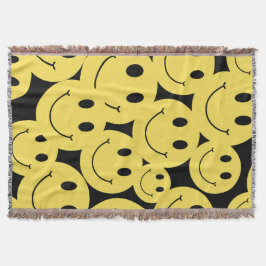 Cobertor rosto feliz amarelo sorri preto