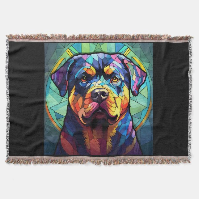 Cobertor Rottweiler de Vidro Pintado (Frente)