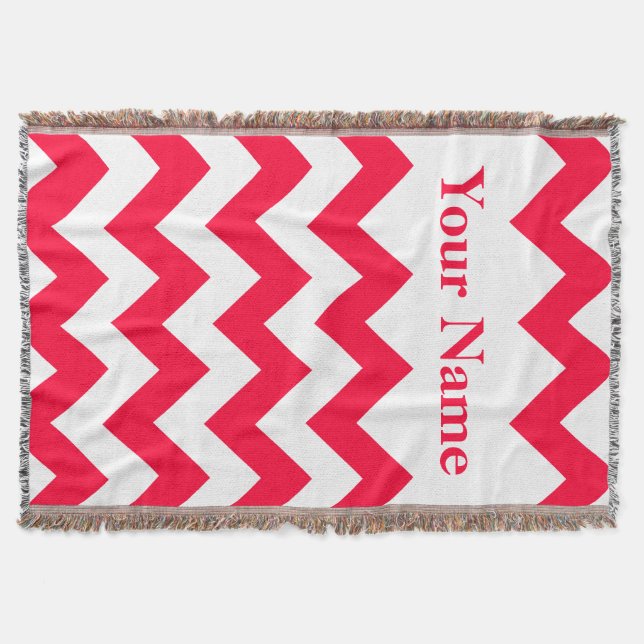Cobertor Rouge Bold Chevron com nome personalizado (Frente)