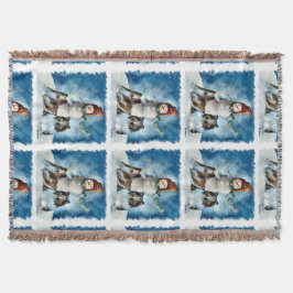 Cobertor Rough Collies com Snowman no Natal