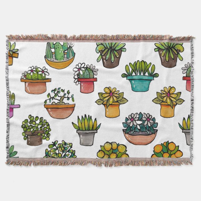 Cobertor Roupa de Bebê com Plantinhas em Vasos (Frente)