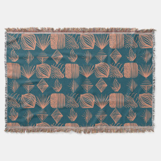 Cobertor Roupa Tribal de Caribe Negrito: Teal, Coral