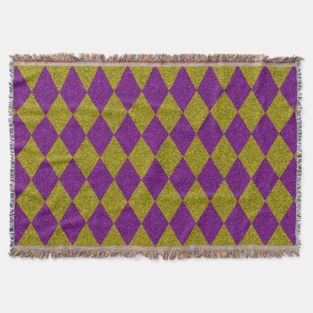 Cobertor Roxo & Diamante Brilho Dourado (Frente)
