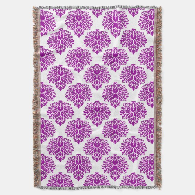 Cobertor Roxo Elegante Damask (Frente Vertical)