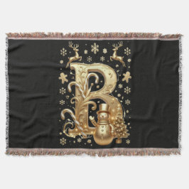 Cobertor Royal Gold Letter B Luxury Snowman Sherpa Blanket