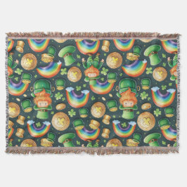 Cobertor Rua.Padrão de Patrick - duendes e ouro