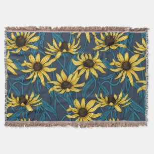Cobertor Rudbekia amarela no marinho
