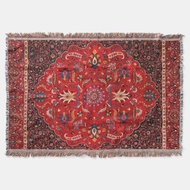Cobertor Rug Persa Vermelho de Mashhad (Frente)