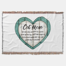 Cobertor Rustic Heart Cat Mom Throw Blanket