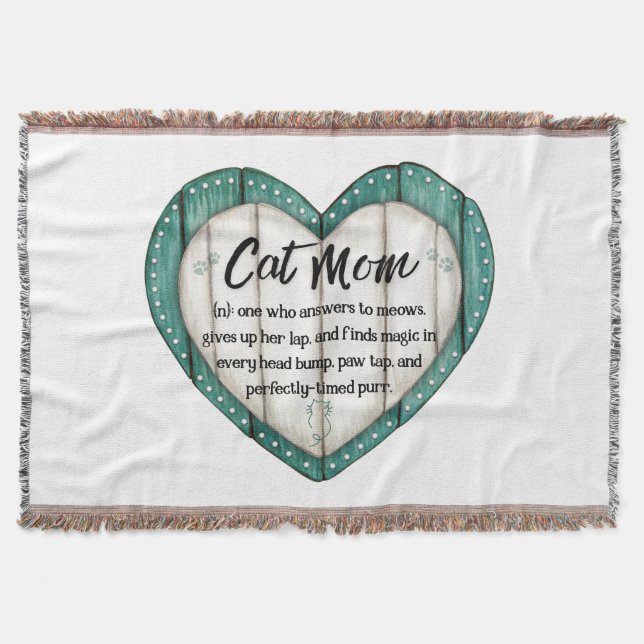 Cobertor Rustic Heart Cat Mom Throw Blanket (Frente)