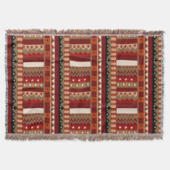 Cobertor Rustic Ikat Tribal Inspirou Banheta (Frente)