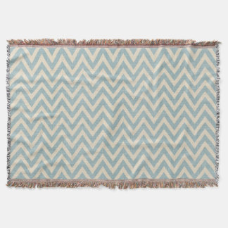 Cobertor Rustic Linen Beige e Blue Chevron