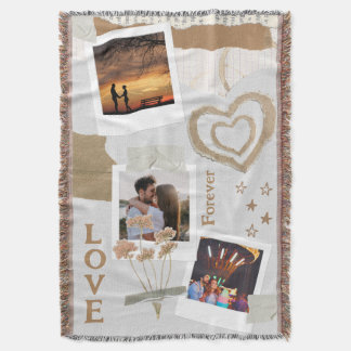 Cobertor Rustic Scrapbook Romance with Hearts and Flowers