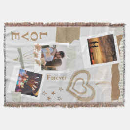 Cobertor Rustic Scrapbook Romance with Hearts and Flowers