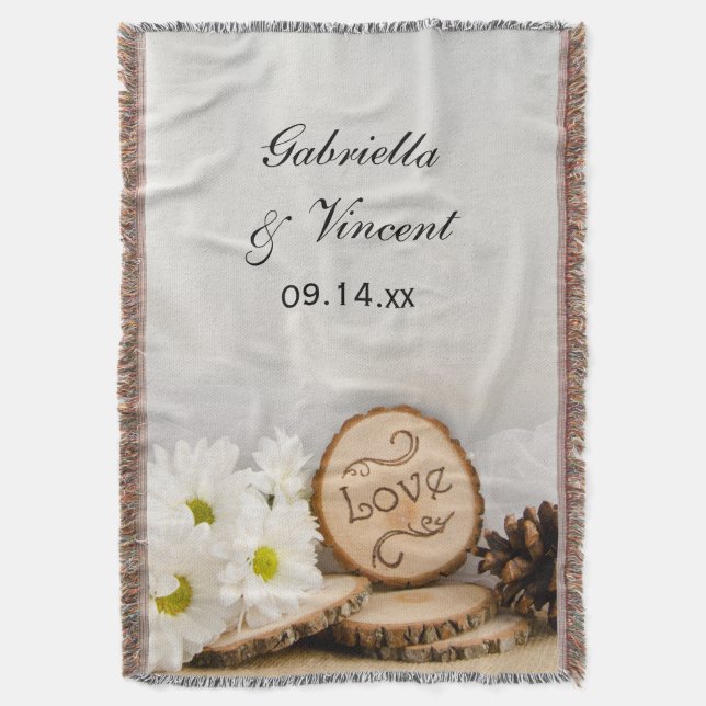 Cobertor Rustic White Daisies Woodland Casamento Keepsasael (Frente Vertical)
